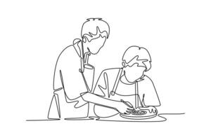 Neighbor sharing concept. Single line draw design. graphic illustration vector
