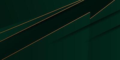 Abstract dark green overlapping background. Trendy overlapping square shape triangle pattern and gold lines. Eps10 vector
