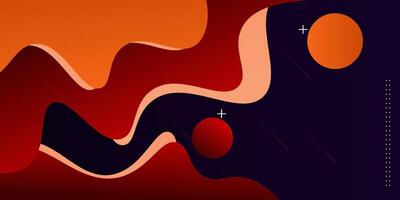 Colorful geometric business banner design. Creative banner design with wave and circle shape as template. Simple design on dark horizontal banner. Eps10 vector