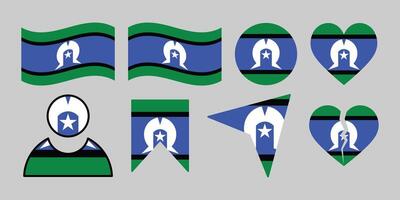 Australian Torres Strait Islander national symbol designs in various shapes. Flag of the Australian Torres is a sign symbol. vector