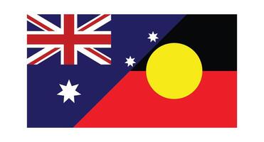 Australian Flag with Aboriginal Flag overlay, symbolizing reconciliation. vector