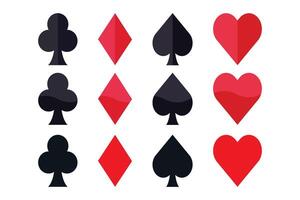 Colorful Flat Icons of Standard Playing Card Suits. vector