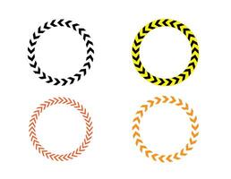 Circular danger tape decorative frames with arrow patterns in various colors. vector