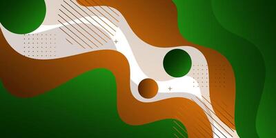 Green and orange geometric business banner design. Creative banner design with wave shape as template. Simple design on white horizontal banner. Eps10 vector