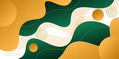 Green and orange geometric business banner design. Creative banner design with wave and line shape as template. Simple design on white horizontal banner. Eps10 vector