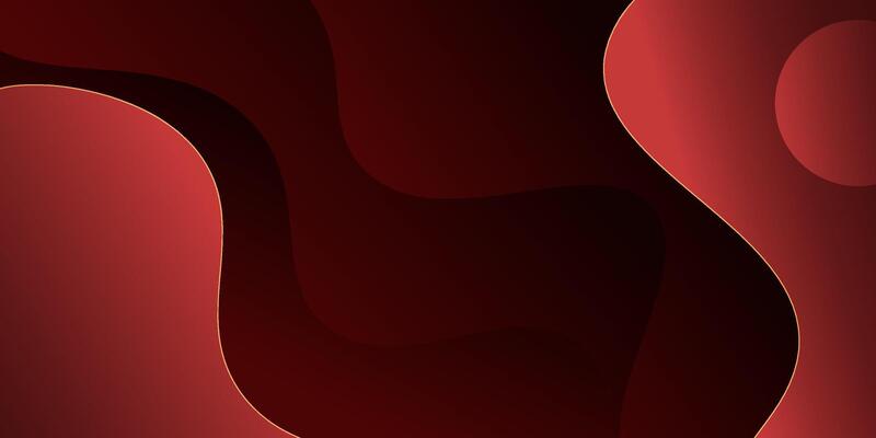 Abstract dark red wave 3D background. Liquid minimal background with gold lines. Eps10