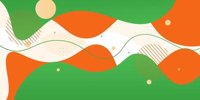 Colorful orange and green banner background. Trendy wave and fluid pattern on white background. Eps10 vector