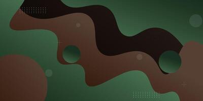 Abstract colored green and brown wave fluid 3D background. Trendy shape pattern design. Modern banner background. Eps10 vector