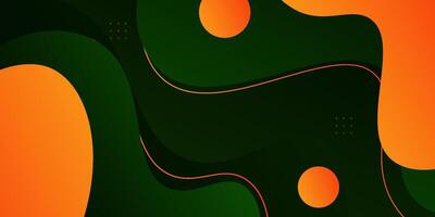 Orange and green geometric business banner design. Creative banner design with wave shape and lines on background for template. Simple horizontal banner. Eps10 vector