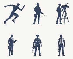 Set of silhouettes of different professions man on a white background. illustration. vector