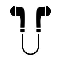 Earphones audio device isolated icon illustration design in black color over white background. vector