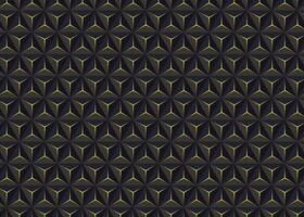 3D geometric pattern with gold light glowing triangles. Dark low poly triangular shapes background illustration. vector