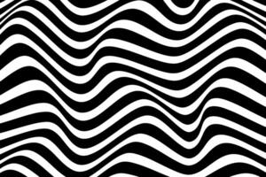 Abstract wavy background. Black and white distorted wave pattern with optical illusion. Op art dynamic liquid fluid texture illustration. vector
