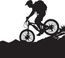 Mountain Bike Adventure with Cyclist Silhouette vector