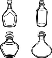 Set of bottle illustration with Outline designs. Bottle icon,With White Background. vector