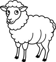 Black and White Sheep Graphic for Coloring or Print Use. vector