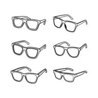 Black And White sunglasses with various frame Set. Ideal for graphics, fashion illustrations, accessory icons, or beach themed designs. vector
