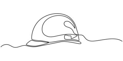 Safety helmet continuous one line drawing outline icon Editable stroke vector