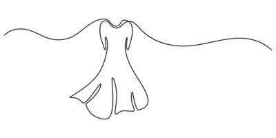 Continuous one single line drawing Clothes on a hanger in the store Clean clothes on a hanger - concept vector