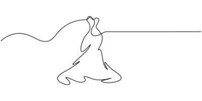 Continuous one line drawing of female clothes hanging on rail stand vector