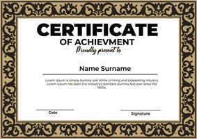 Certificate with vintage ornament Editable Template vector