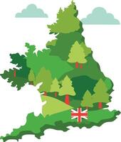 A map of england with trees and a flag vector
