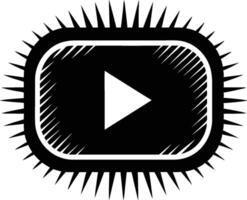 A black and white play button vector