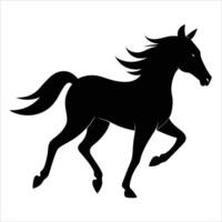 horse silhouette in motion drawn in black line art expressing speed grace strength and the majestic beauty of a running horse in minimalist and elegant artistic style vector