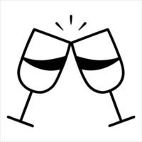 Two glasses clinking together in continuous line art drawing style symbolizing celebration great for party invites festive designs and drink related artwork vector
