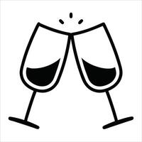 Glasses making a toast drawn in a minimalist continuous line art drawing style perfect for wedding invitations celebratory branding and elegant event illustrations vector