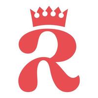 The logo for the red letter r with a crown on it vector