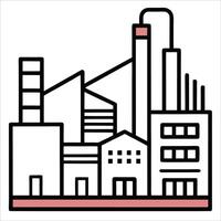 Industrial plant in continuous line art drawing, capturing the essence of industrial design with a minimalist approach in one continuous line vector