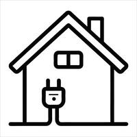 minimalist house electrification icon illustrating power connected home smart energy system modern electricity flow and utility concept in simple line art style vector