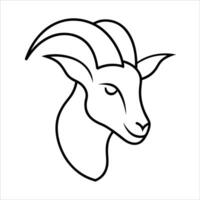 Simple continuous line goat head sketch with a cap for modern animal art rustic design projects educational posters tattoos and clean minimalist farm inspired visuals vector
