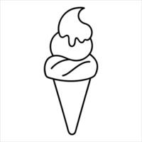 Ice cream cone held by a hand in continuous line, representing the simple pleasure of enjoying an ice cream treat in a smooth, fluid style vector
