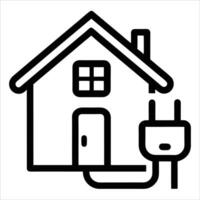 house electrification icon in line art style showing a modern home with energy connection technology smart power utility and efficient electricity system representation vector