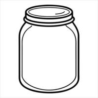 Simple glass canning jar represented in continuous line art drawing style suitable for organic food packaging storage themes and rustic kitchen design elements vector
