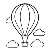 hot air balloon in the clouds represented in a floating scene with peaceful atmospheric beauty sky travel serenity and adventurous spirit in line art illustration vector