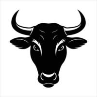 horned cow portrait featuring a detailed cow head in black sketch style showcasing rural farm animal identity strong character and rustic simplicity in line drawing vector