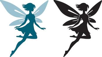 Sprite Fairy Silhouette Illustration Set. vector