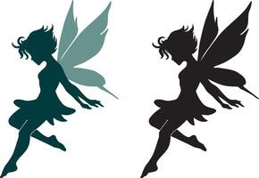 Sprite Fairy Silhouette Set. vector