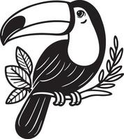Toucan on Branch Sketch Illustration. vector
