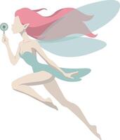 Sprite Fairy Flying anBlowing Pixie Illustration.d vector