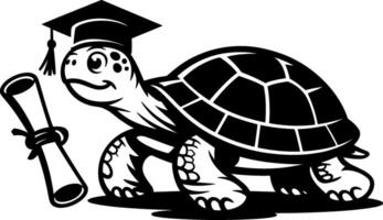 Confused Turtle Crawling in Grad Cap with Diploma vector