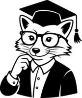 Clever Fox in Glasses and Grad Cap Posing Like Professor vector