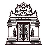 Intricate asian temple gate with ornate traditional architecture and decorative carvings vector