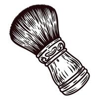 Vintage shaving brush drawing with detailed bristles and ornate handle vector