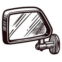 of a car side mirror with engraved and reflective surface vector