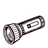 Monochrome of a flashlight with detailed engraving design vector