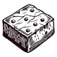 Hand drawn of a classic wooden dice with textured surface and detailed design vector